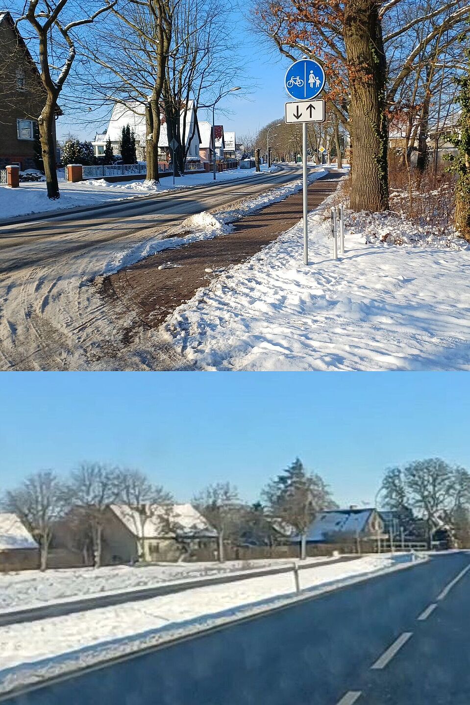 Kyritz innerorts und B167 schneefrei Radwege in Kyritz und bei Dabergotz sind frei von Schnee