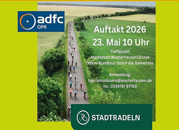 Plakat mit vielen Radfahrern und Hinweistext