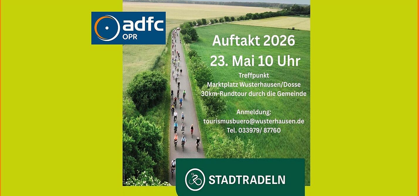 Plakat mit vielen Radfahrern und Hinweistext